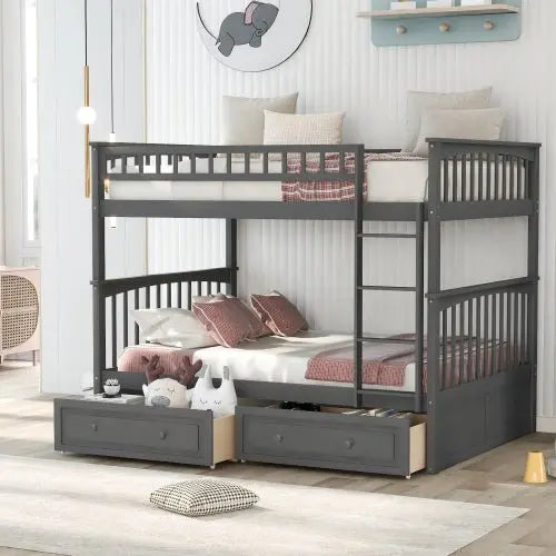 Bellemave Bunk Bed with Drawers, Convertible Beds - Bellemave