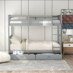 Bellemave® Bunk Bed with Ladders and Two Storage Drawers - Bellemave