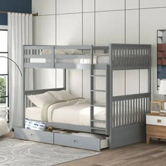 Bellemave® Bunk Bed with Ladders and Two Storage Drawers - Bellemave