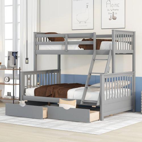Bellemave Bunk Bed with Ladders and Two Storage Drawers - Bellemave
