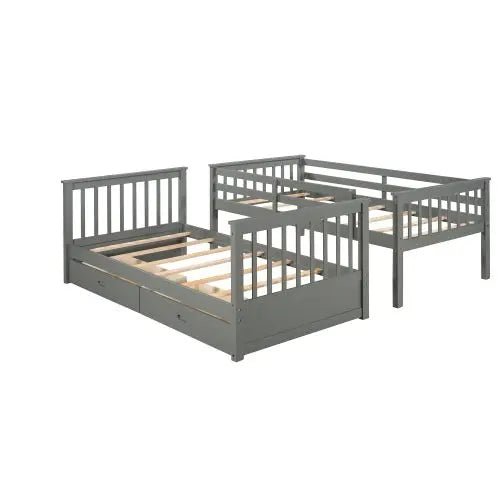 Bellemave® Bunk Bed with Ladders and Two Storage Drawers - Bellemave