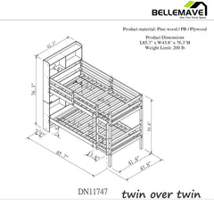 Bellemave Bunk Beds w/Bookcase Headboard - Bellemave