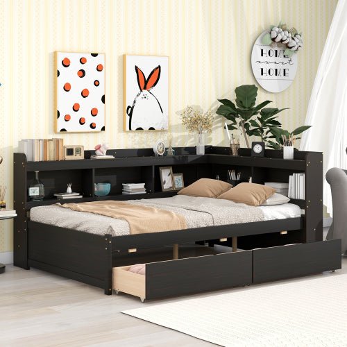 Bellemave Daybed with L-shaped Bookcases,Drawers - Bellemave