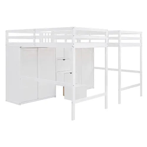 Bellemave Double Twin Loft Beds with Wardrobes and Staircase - Bellemave