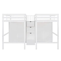 Bellemave Double Twin Loft Beds with Wardrobes and Staircase - Bellemave