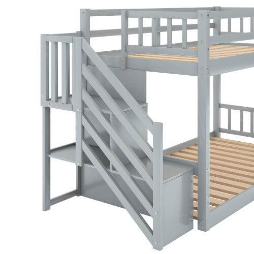 Bellemave Floor Bunk Bed, Ladder with Storage - Bellemave