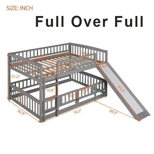 Bellemave® Floor Bunk Bed with Fence and Ladder - Bellemave
