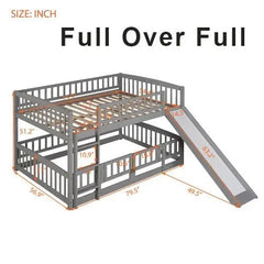 Bellemave® Floor Bunk Bed with Fence and Ladder - Bellemave
