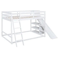 Bellemave Full over Full Bunk Bed with Ladder, Slide and Shelves - Bellemave