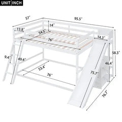 Bellemave Full over Full Bunk Bed with Ladder, Slide and Shelves - Bellemave