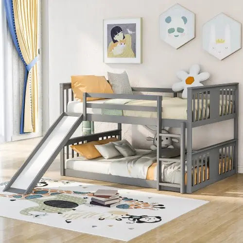 Bellemave Full Over Full Bunk Bed with Ladder with Slide - Bellemave