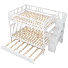 Bellemave Full over Full Bunk Bed with Trundle and Staircase - Bellemave