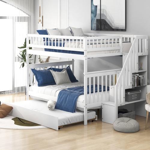 Bellemave Full over Full Bunk Bed with Trundle and Staircase - Bellemave