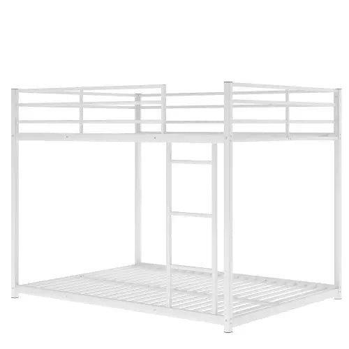 Bellemave Full over Full Metal Bunk Bed, Low Bunk Bed with Ladder - Bellemave