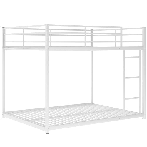 Bellemave Full over Full Metal Bunk Bed, Low Bunk Bed with Ladder - Bellemave