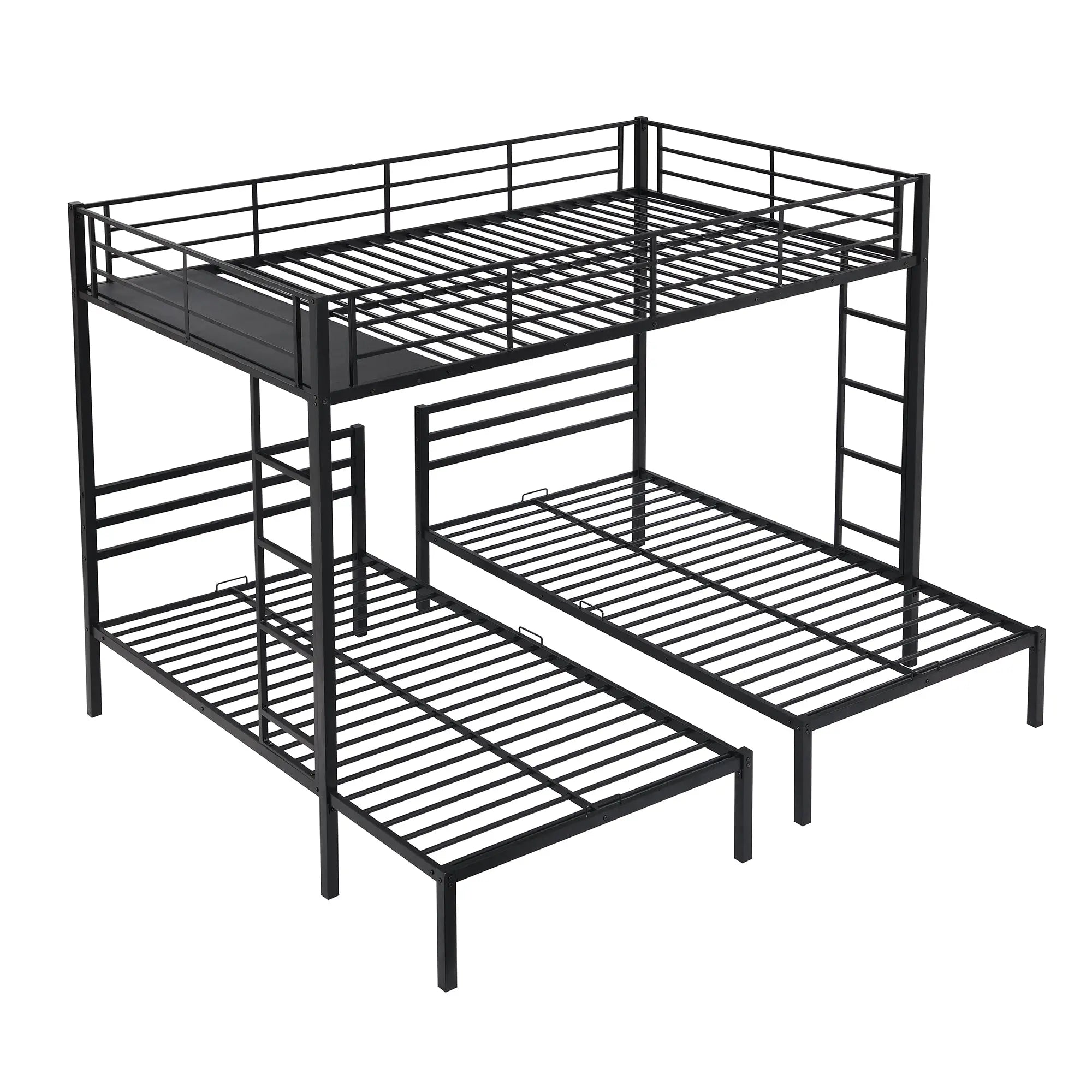 Bellemave® Full over Twin & Twin Metal Triple Bunk Bed - Bellemave