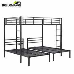 Bellemave® Full over Twin & Twin Metal Triple Bunk Bed - Bellemave