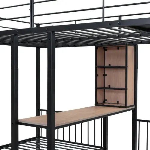 Bellemave® Full Over Twin & Twin Metal Triple Bunk Bed with 2 Drawers - Bellemave