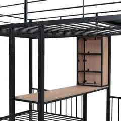 Bellemave® Full Over Twin & Twin Metal Triple Bunk Bed with 2 Drawers - Bellemave
