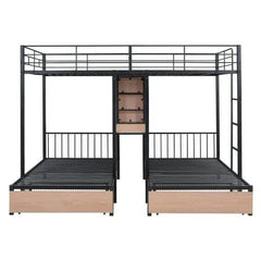 Bellemave® Full Over Twin & Twin Metal Triple Bunk Bed with 2 Drawers - Bellemave