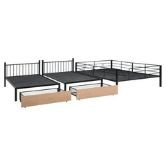 Bellemave® Full Over Twin & Twin Metal Triple Bunk Bed with 2 Drawers - Bellemave