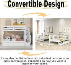 Bellemave® Full Size Bunk Bed with Shelves and 6 Storage Drawers - Bellemave