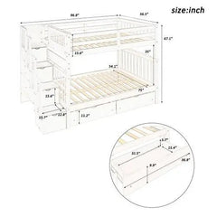 Bellemave® Full Size Bunk Bed with Shelves and 6 Storage Drawers - Bellemave