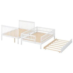 Bellemave® Full Size Bunk Bed with Trundle Bed and Staircase - Bellemave