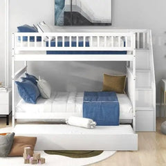 Bellemave® Full Size Bunk Bed with Trundle Bed and Staircase - Bellemave