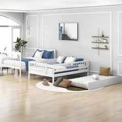 Bellemave® Full Size Bunk Bed with Trundle Bed and Staircase - Bellemave