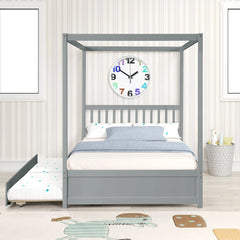 Bellemave® Full Size Canopy Platform Bed with Trundle - Bellemave