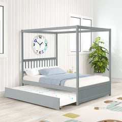 Bellemave® Full Size Canopy Platform Bed with Trundle - Bellemave