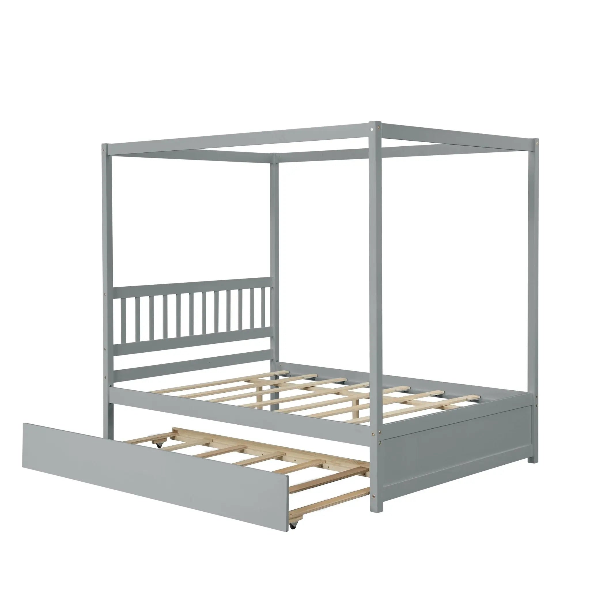 Bellemave® Full Size Canopy Platform Bed with Trundle - Bellemave