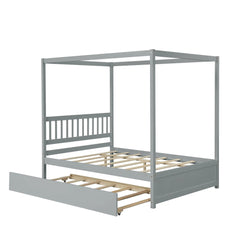 Bellemave® Full Size Canopy Platform Bed with Trundle - Bellemave