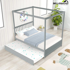 Bellemave® Full Size Canopy Platform Bed with Trundle - Bellemave