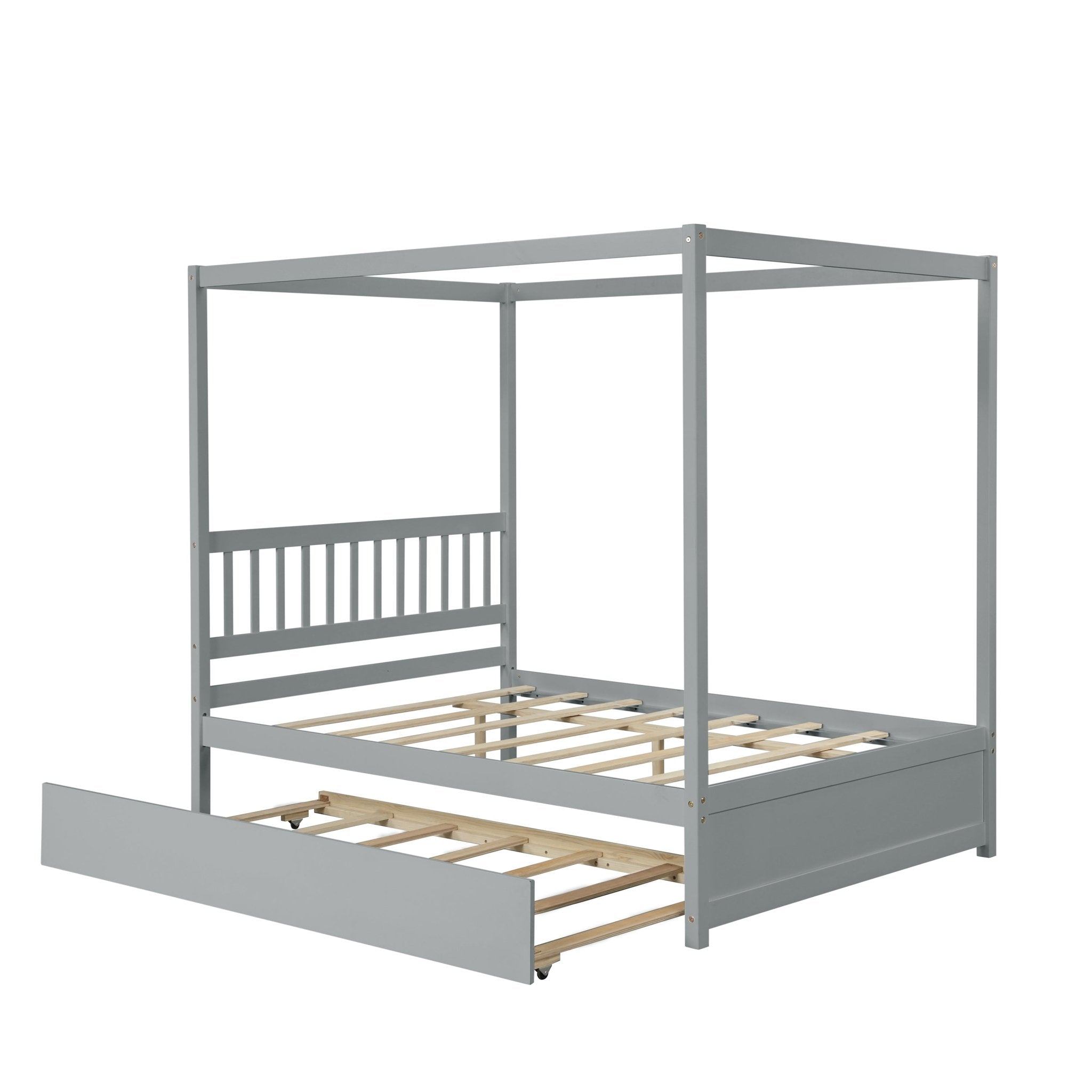 Bellemave Full Size Canopy Platform bed with Trundle - Bellemave