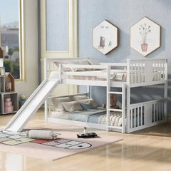 Bellemave® Full Size Floor Bunk Bed with Ladder and Slide - Bellemave