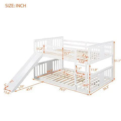 Bellemave® Full Size Floor Bunk Bed with Ladder and Slide - Bellemave