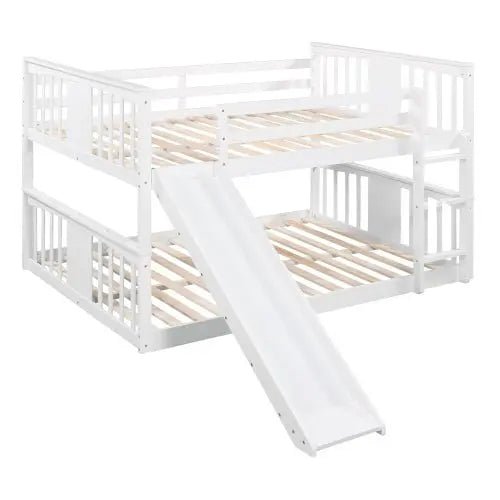 Bellemave® Full Size Floor Bunk Bed with Ladder and Slide - Bellemave