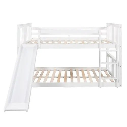 Bellemave® Full Size Floor Bunk Bed with Ladder and Slide - Bellemave