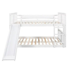 Bellemave® Full Size Floor Bunk Bed with Ladder and Slide - Bellemave