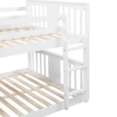 Bellemave® Full Size Floor Bunk Bed with Ladder and Slide - Bellemave