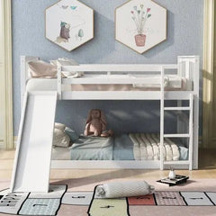Bellemave® Full Size Floor Bunk Bed with Ladder and Slide - Bellemave