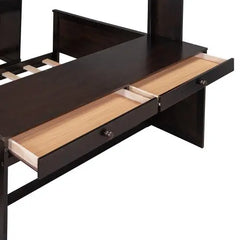 Bellemave Full size Loft Bed with a twin size Stand-alone bed, Shelves,Desk,and Wardrobe - Bellemave