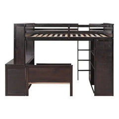 Bellemave Full size Loft Bed with a twin size Stand-alone bed, Shelves,Desk,and Wardrobe - Bellemave