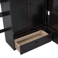 Bellemave® Full Size Loft Bed with Bookshelf,Drawers,Desk,and Wardrobe - Bellemave