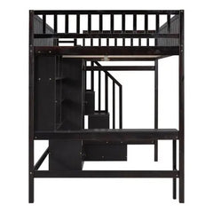 Bellemave Full-Size Loft Bed with Bookshelf,Drawers,Desk,and Wardrobe - Bellemave