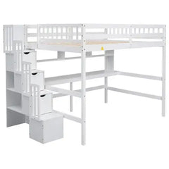 Bellemave Full Size Loft Bed with Built-in Desk - Bellemave