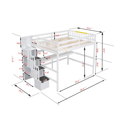 Bellemave Full Size Loft Bed with Built-in Desk - Bellemave