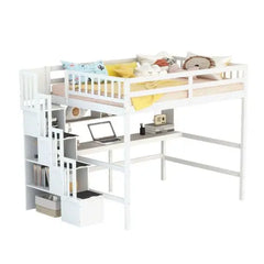 Bellemave Full Size Loft Bed with Built-in Desk - Bellemave